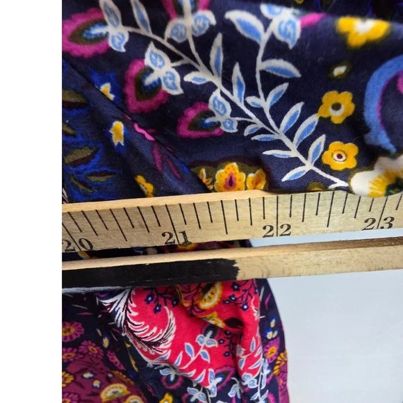 Talbots Top Plus Size 2X XX Blue Floral Scalloped  Shirt Blouse Bohemian Peasant - Picture 6 of 7